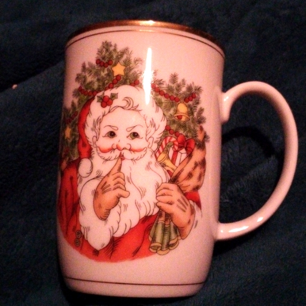 Vintage Santa cup with gold trim